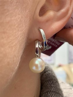 *Серьги Белый Жемчуг д.10,5*11мм арт. 2.0302.0.b-432 Вес 6,44 г - фото 251384