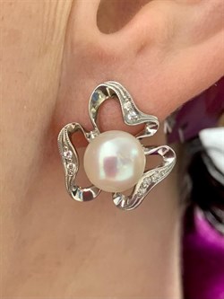 *Серьги Белый Жемчуг д.9*9,5мм арт. 2.0311.0.b-915 Вес 5,94 г - фото 251410