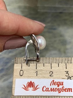 *Серьги Белый Жемчуг д.9*9,5мм арт. 2.0311.0.b-915 Вес 5,94 г - фото 251412