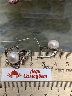 *Серьги Белый Жемчуг д.9*9,5мм арт. 2.0311.0.b-915 Вес 5,94 г - фото 251414