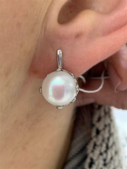 *Серьги Белый Жемчуг д.10*10,5мм арт. 2.0090.0.b-278 Вес 6,37 г - фото 251458