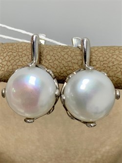 *Серьги Белый Жемчуг д.10*10,5мм арт. 2.0090.0.b-278 Вес 6,37 г - фото 251459