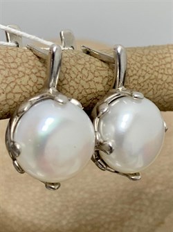 *Серьги Белый Жемчуг д.10*10,5мм арт. 2.0090.0.b-278 Вес 6,37 г - фото 251463