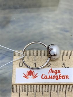 *Кольцо р.18 Белый Жемчуг д.10*10,5мм арт. 1.0091.0.b-762 Вес 3,34 г - фото 251470