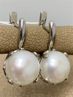 *Серьги Белый Жемчуг д.10*10,5мм арт. 2.0091.0.b-745 Вес 6,22 г - фото 251482 *Серьги Белый Жемчуг д.10*10,5мм арт. 2.0091.0.b-745 Вес 6,22 г - фото 251482