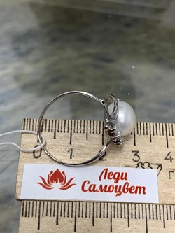 *Кольцо р.21 Белый Жемчуг д.10,5*11мм арт. 1.0293.0.b-919 Вес 3,85 г - фото 251501