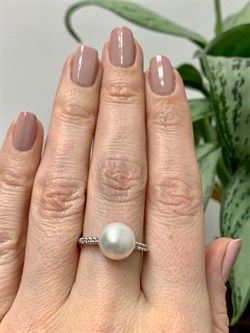 *Кольцо р.17,5 Белый Жемчуг д.10*10,5мм арт. 1.0815.0.b-779 Вес 2,8 г - фото 251528