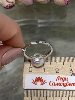 *Кольцо р.17,5 Белый Жемчуг д.10*10,5мм арт. 1.0815.0.b-779 Вес 2,8 г - фото 251531