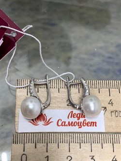 *Серьги Белый Жемчуг д.10*10,5мм арт. 2.0815.0.b-786 Вес 4,88 г - фото 251539