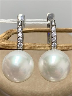 *Серьги Белый Жемчуг д.10*10,5мм арт. 2.0815.0.b-786 Вес 4,88 г - фото 251541