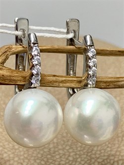 *Серьги Белый Жемчуг д.10*10,5мм арт. 2.0815.0.b-786 Вес 4,88 г - фото 251542