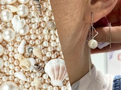 *Серьги Продевки Белый Жемчуг д.8*9мм арт. 2.0520.1.m-852 Вес 3,08 г - фото 251682