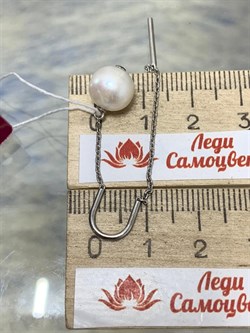 *Серьги Продевки Белый Жемчуг д.8*9мм арт. 2.0520.1.m-852 Вес 3,08 г - фото 251683
