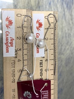 *Серьги Продевки Белый Жемчуг д.8*9мм арт. 2.0520.1.m-852 Вес 3,08 г - фото 251684