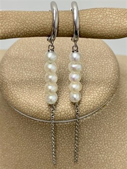 *Серьги Конго Белый Жемчуг д.4*5мм арт. 2.0591.5.m-603 Вес 3,29 г - фото 251690