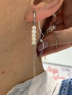 *Серьги Конго Белый Жемчуг д.4*5мм арт. 2.0591.5.m-603 Вес 3,29 г - фото 251692