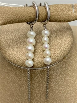 *Серьги Конго Белый Жемчуг д.4*5мм арт. 2.0591.5.m-603 Вес 3,29 г - фото 251696