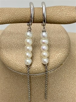 *Серьги Конго Белый Жемчуг д.4*5мм арт. 2.0591.5.m-603 Вес 3,29 г - фото 251697