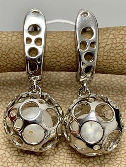 *Серьги Лунария Белый Жемчуг д.7*7,5мм арт. 2.0744.a.m-173 Вес 6,99 г - фото 251825 *Серьги Лунария Белый Жемчуг д.7*7,5мм арт. 2.0744.a.m-173 Вес 6,99 г - фото 251825