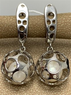 *Серьги Лунария Белый Жемчуг д.7*7,5мм арт. 2.0744.a.m-173 Вес 6,99 г - фото 251831 *Серьги Лунария Белый Жемчуг д.7*7,5мм арт. 2.0744.a.m-173 Вес 6,99 г - фото 251831