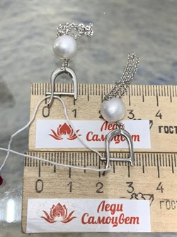 *Серьги Белый Жемчуг д.8,5*9мм арт. 2.1067.u.m-558 Вес 4,79 г - фото 251962