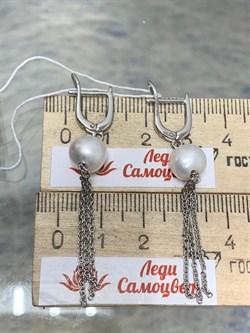 *Серьги Белый Жемчуг д.8,5*9мм арт. 2.1067.u.m-558 Вес 4,79 г - фото 251963