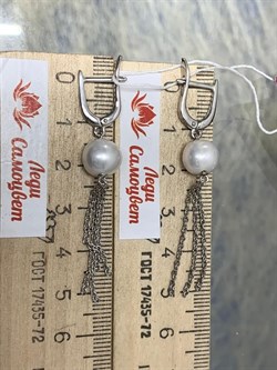 *Серьги Белый Жемчуг д.8,5*9мм арт. 2.1067.u.m-558 Вес 4,79 г - фото 251964