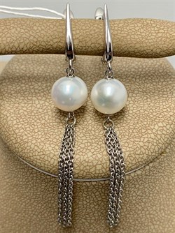 *Серьги Белый Жемчуг д.8,5*9мм арт. 2.1067.u.m-558 Вес 4,79 г - фото 251965