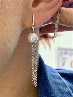 *Серьги Белый Жемчуг д.8,5*9мм арт. 2.1067.u.m-558 Вес 4,79 г - фото 251966