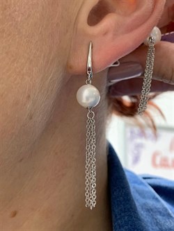 *Серьги Белый Жемчуг д.8,5*9мм арт. 2.1067.u.m-558 Вес 4,79 г - фото 251967