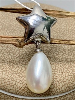 *Кулон Белый Жемчуг д.8,5*9мм арт. 3.0698.0.d-672 Вес 2,72 г - фото 252159