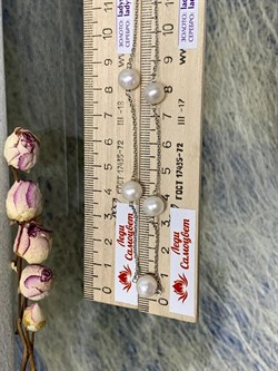 *Ожерелье р.45 Белый Жемчуг д.7,5*8мм арт. 6.0005.d.f-389 Вес 6,81 г - фото 252553