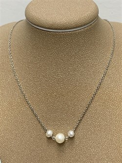 *Ожерелье р.50 Белый Жемчуг д.4*5 д.6*7мм арт. 6.U003.d.f-736 Вес 3,77 г - фото 252720