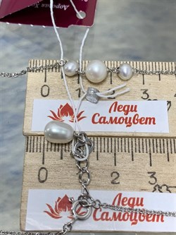 *Ожерелье р.50 Белый Жемчуг д.4*5 д.6*7мм арт. 6.U003.d.f-736 Вес 3,77 г - фото 252721