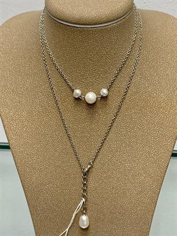 *Ожерелье р.50 Белый Жемчуг д.4*5 д.6*7мм арт. 6.U003.d.f-736 Вес 3,77 г - фото 252724