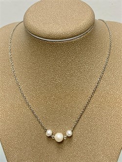 *Ожерелье р.50 Белый Жемчуг д.4*5 д.6*7мм арт. 6.U003.d.f-736 Вес 3,77 г - фото 252725