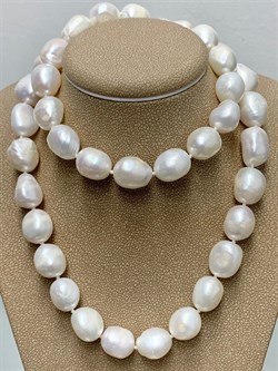 *Ожерелье р.55 д.7,5*11 Белый Жемчуг Барокко арт. 811101200009.055-510 - фото 253114