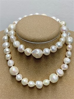 *Ожерелье р.45 д.7*8 д.10*10,5 Белый Жемчуг Барокко арт. 810800800513.045-286 - фото 253248