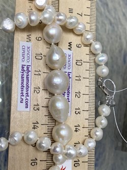 *Ожерелье р.45 д.7*8, д.10*10,5 Белый Жемчуг Барокко арт. 810800800514.045-354 - фото 253327