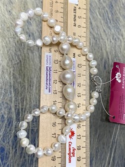 *Ожерелье р.45 д.7*8, д.10*10,5 Белый Жемчуг Барокко арт. 810800800514.045-354 - фото 253328