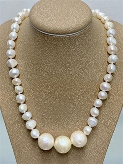 *Ожерелье р.45 д.7*8 д.1315 Белый Жемчуг Барокко арт. 810800800512.045-231 - фото 253342