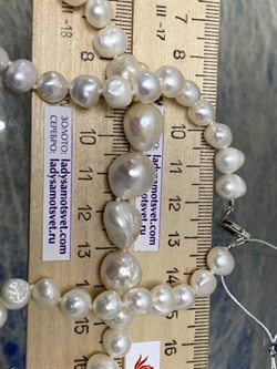 *Ожерелье р.40 д.7*8 д.8,5*10,5 Белый Жемчуг Барокко арт. 810800800510.040-187 - фото 253364