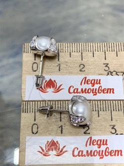 *Пусеты Белый Жемчуг арт. PI-E02898-X-W-PN-X-W-440 вес 5,35 г - фото 253667 *Пусеты Белый Жемчуг арт. PI-E02898-X-W-PN-X-W-440 вес 5,35 г - фото 253667