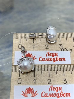 *Пусеты Белый Жемчуг арт. PI-E02898-X-W-PN-X-W-440 вес 5,35 г - фото 253668 *Пусеты Белый Жемчуг арт. PI-E02898-X-W-PN-X-W-440 вес 5,35 г - фото 253668