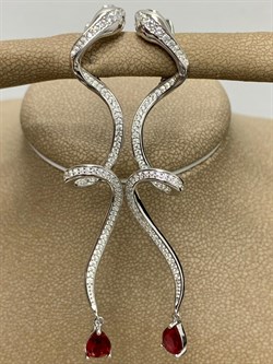 *Серьги Змейки Фианит арт. CZ-E03540-X-W-R-X-WNCE-310 вес 8,55 г - фото 253826
