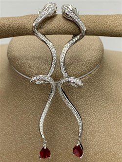 *Серьги Змейки Фианит арт. CZ-E03540-X-W-R-X-WNCE-310 вес 8,55 г - фото 253827