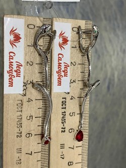 *Серьги Змейки Фианит арт. CZ-E03540-X-W-R-X-WNCE-310 вес 8,55 г - фото 253831