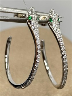 *Серьги Пусеты Фианит Змейки арт CZ-E01886-X-W-NCE-X-W-486 вес 2,41 г - фото 253863