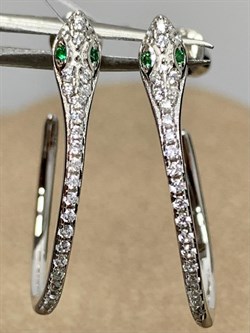 *Серьги Пусеты Фианит Змейки арт CZ-E01886-X-W-NCE-X-W-486 вес 2,41 г - фото 253864