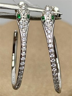 *Серьги Пусеты Фианит Змейки арт CZ-E01886-X-W-NCE-X-W-486 вес 2,41 г - фото 253865